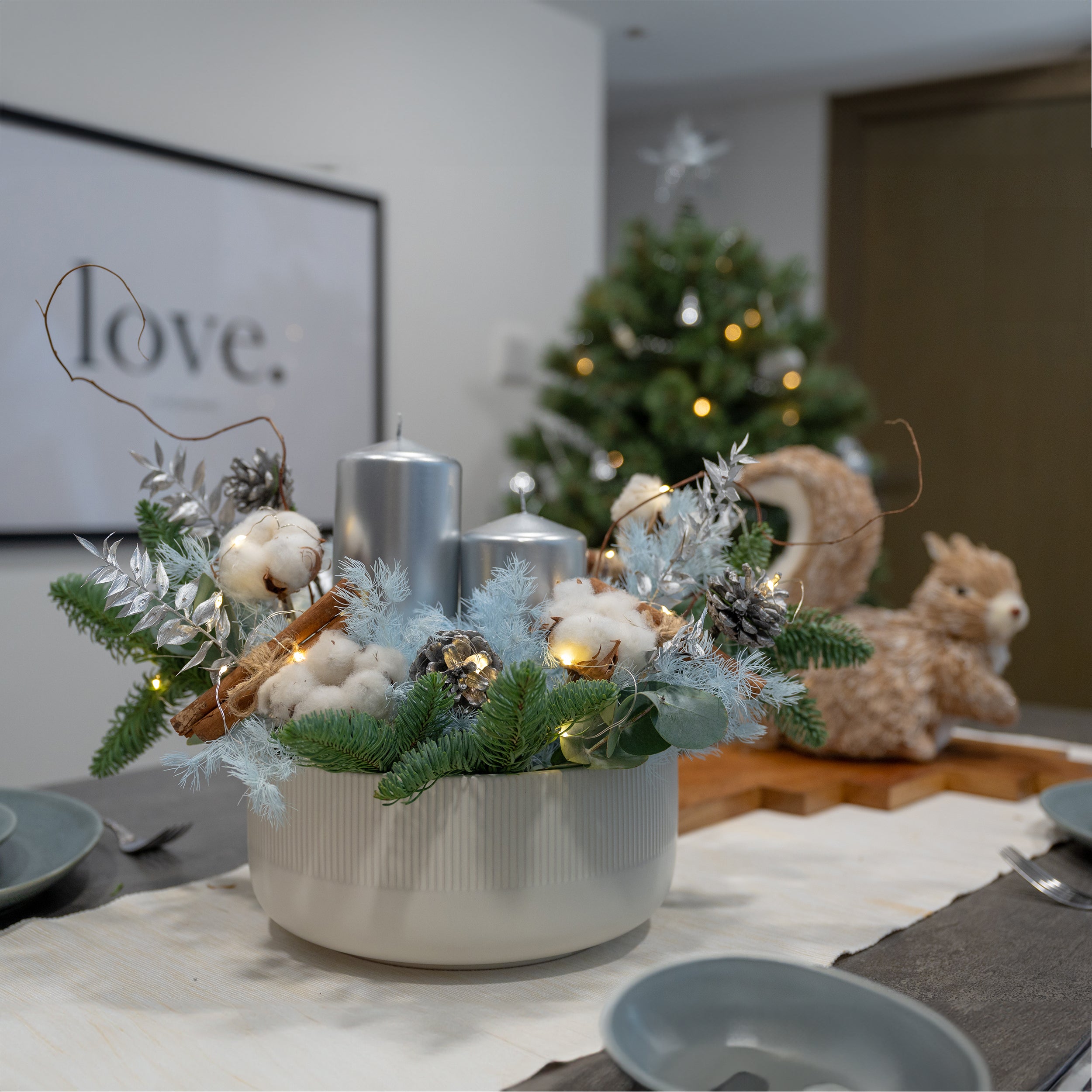 Magical Christmas Double Candle Centrepiece