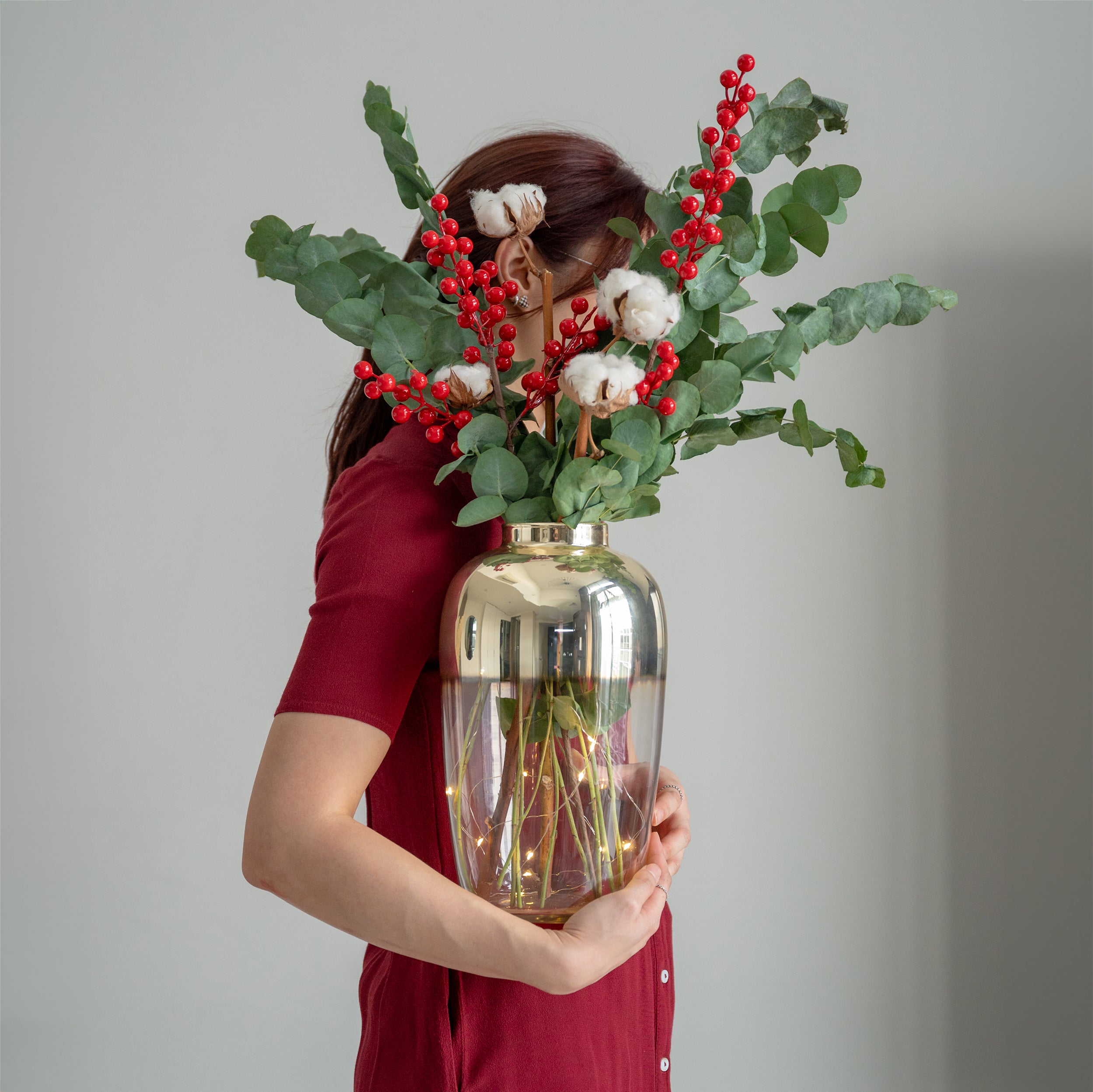 Twinkle Christmas Foliage Vase