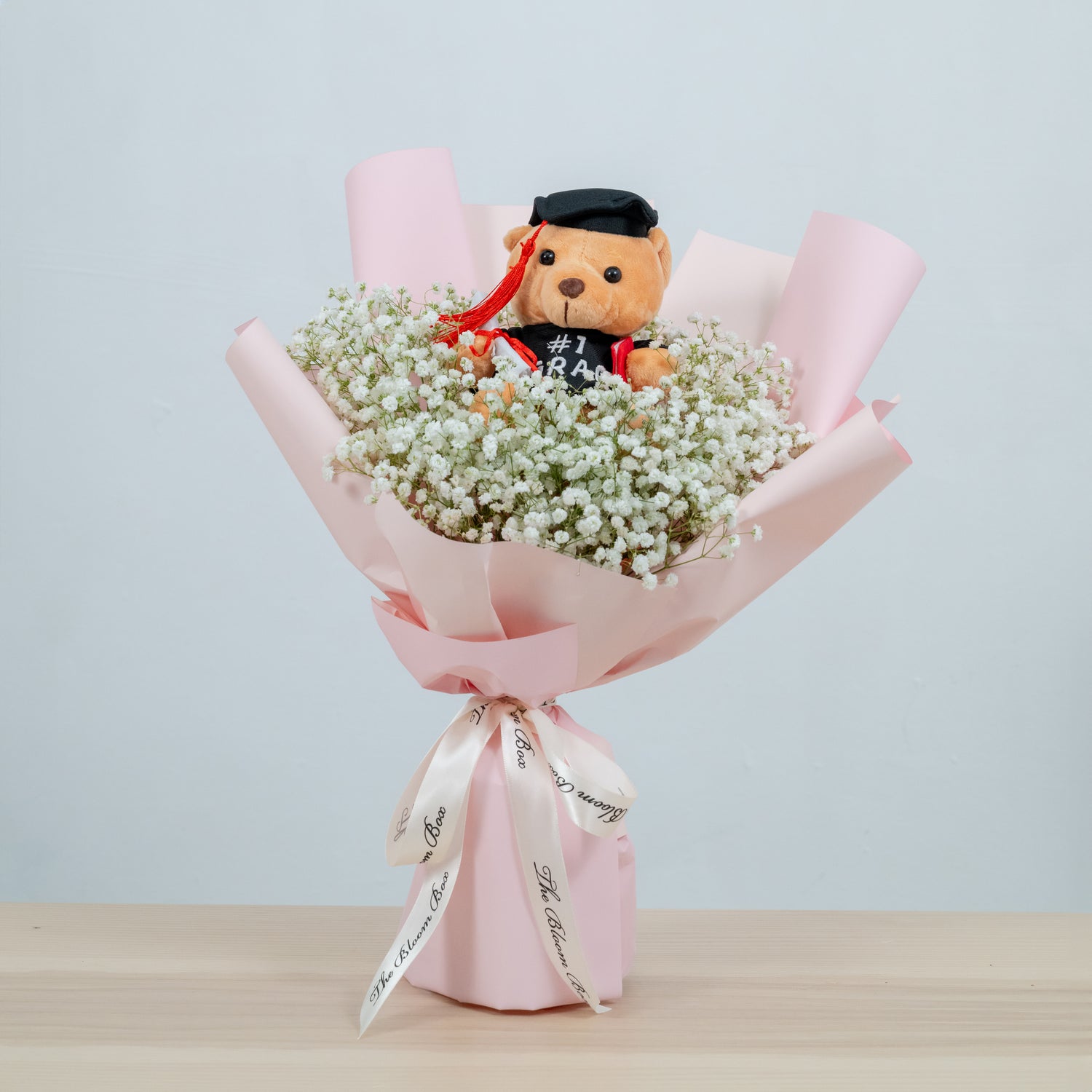 large baby breath graduation bear bouquet