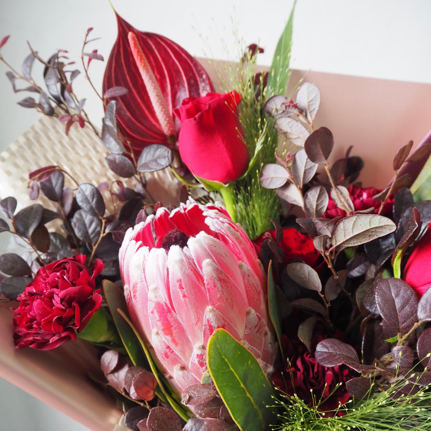 Scarlet Protea Rose Bouquet