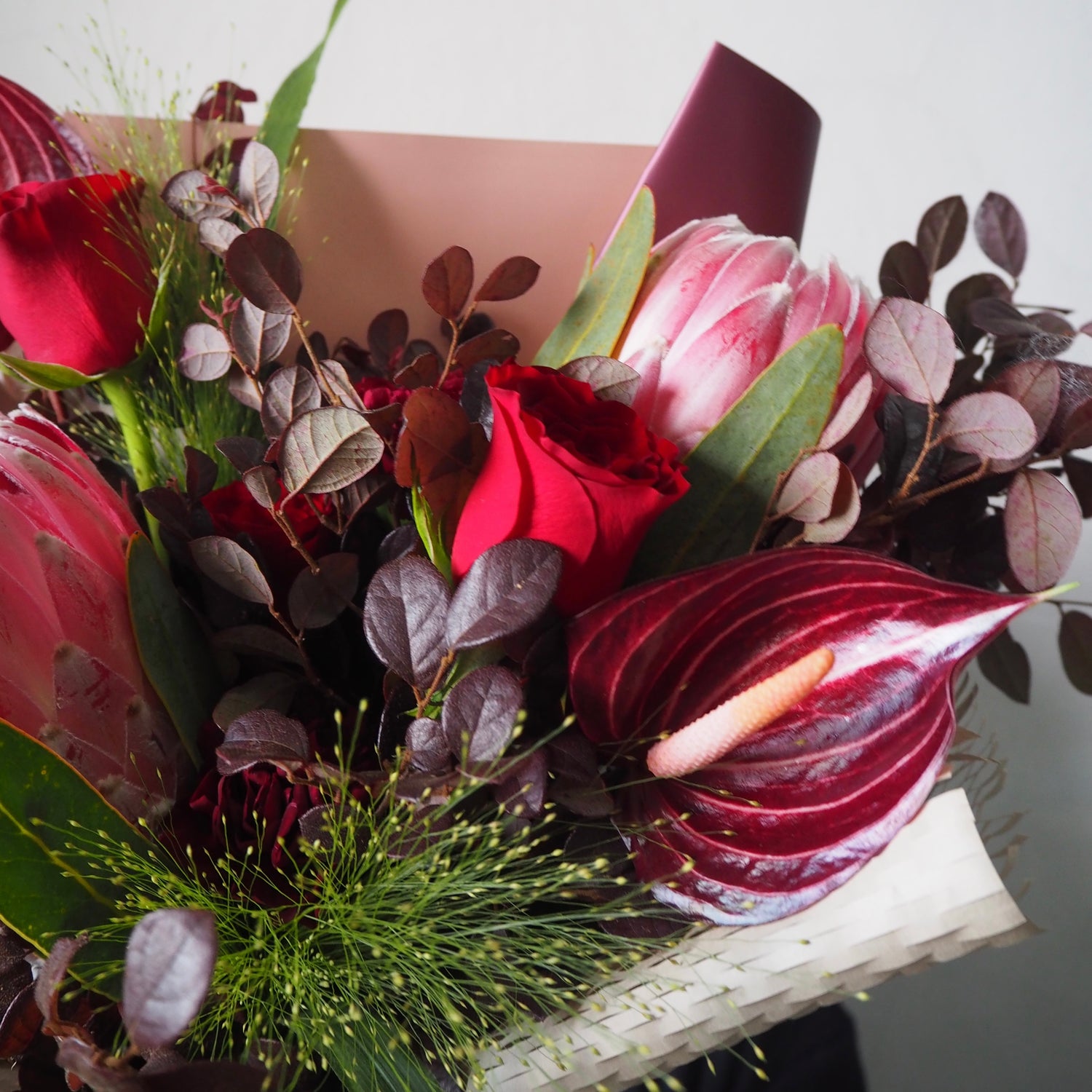 Scarlet Protea Rose Bouquet
