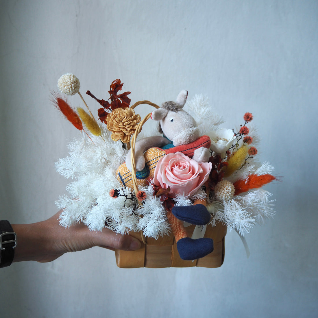 Snuggle Newborn Preserved Flower Basket