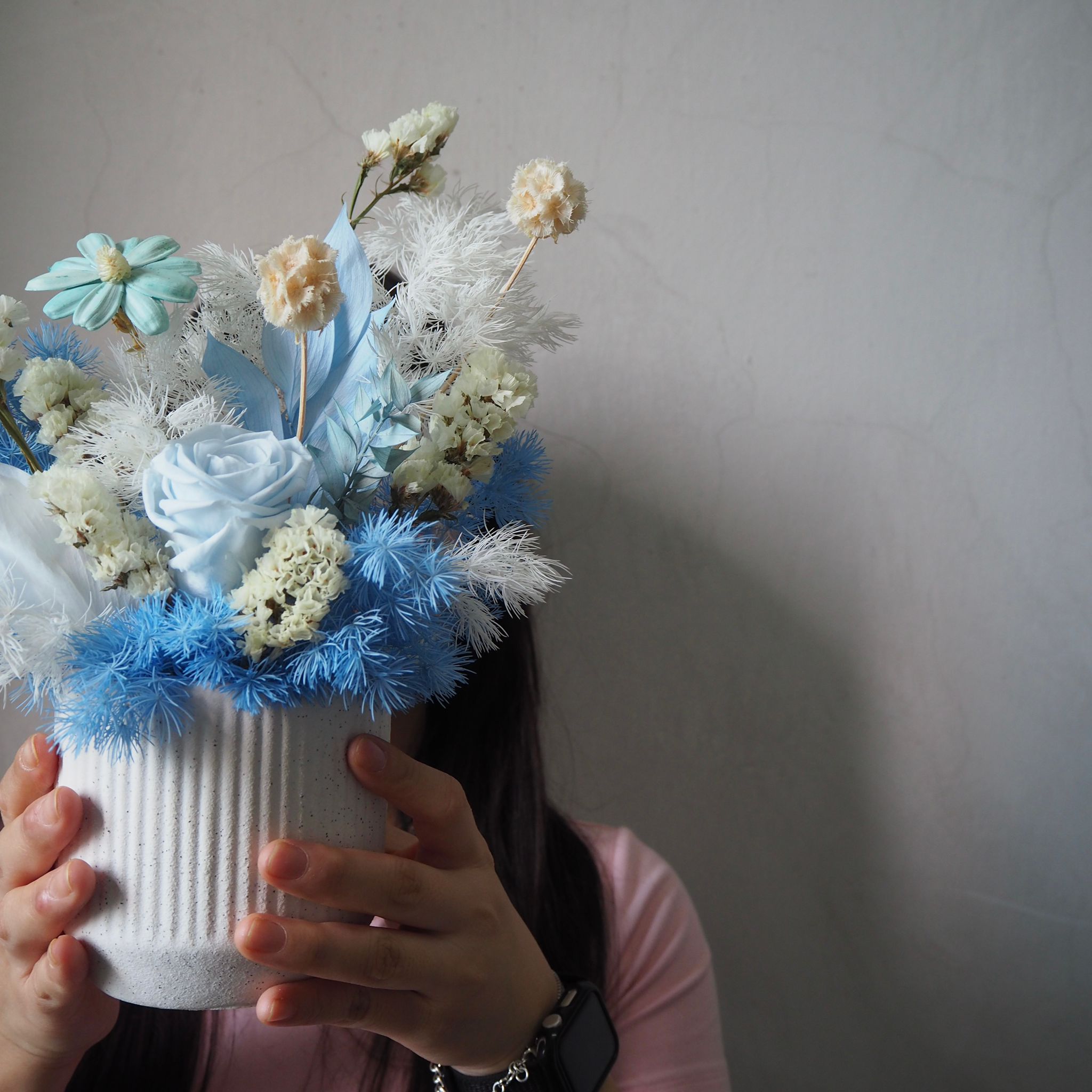 Whimsical Preserved Flowers Vase