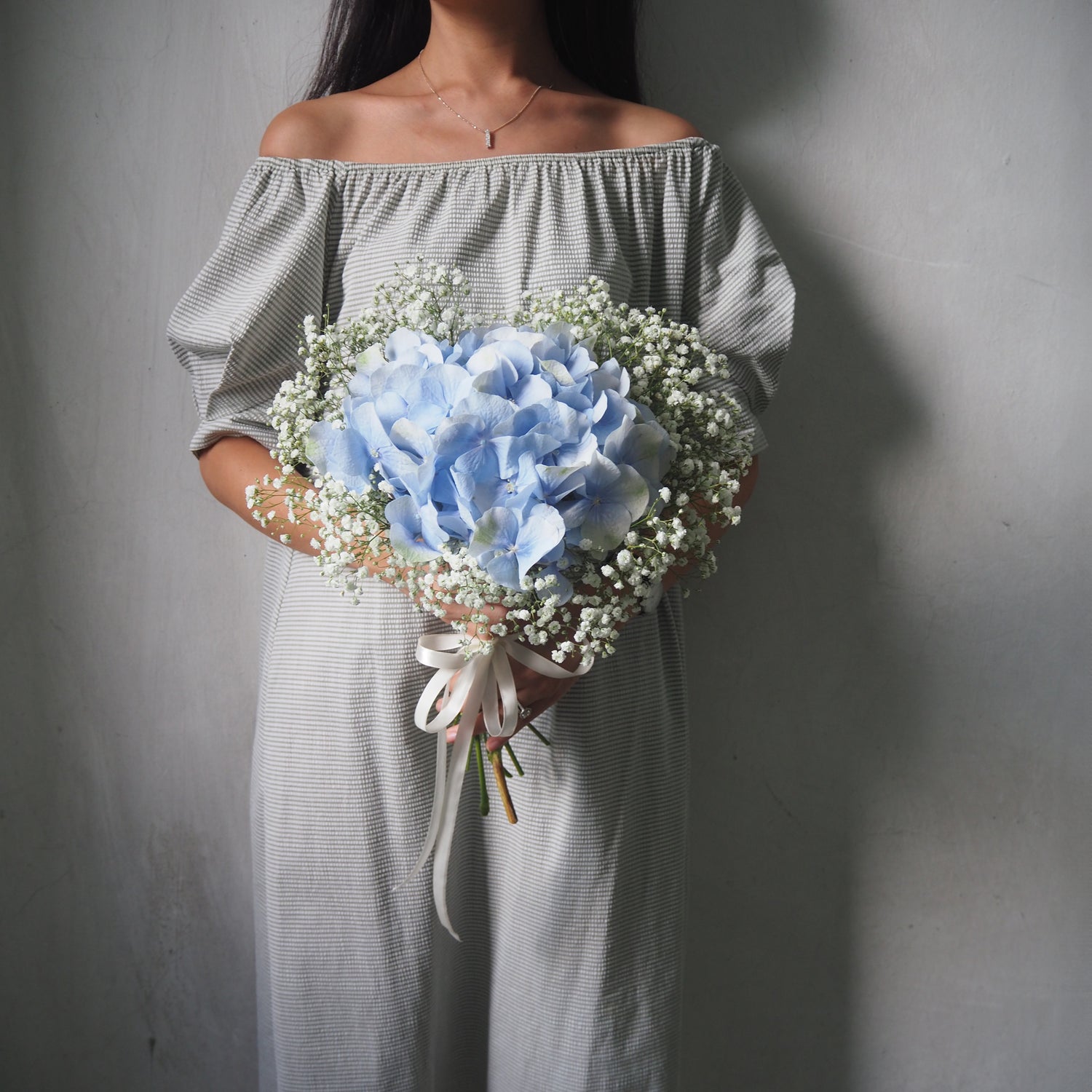 bridal bouquet with hydrangea and baby&