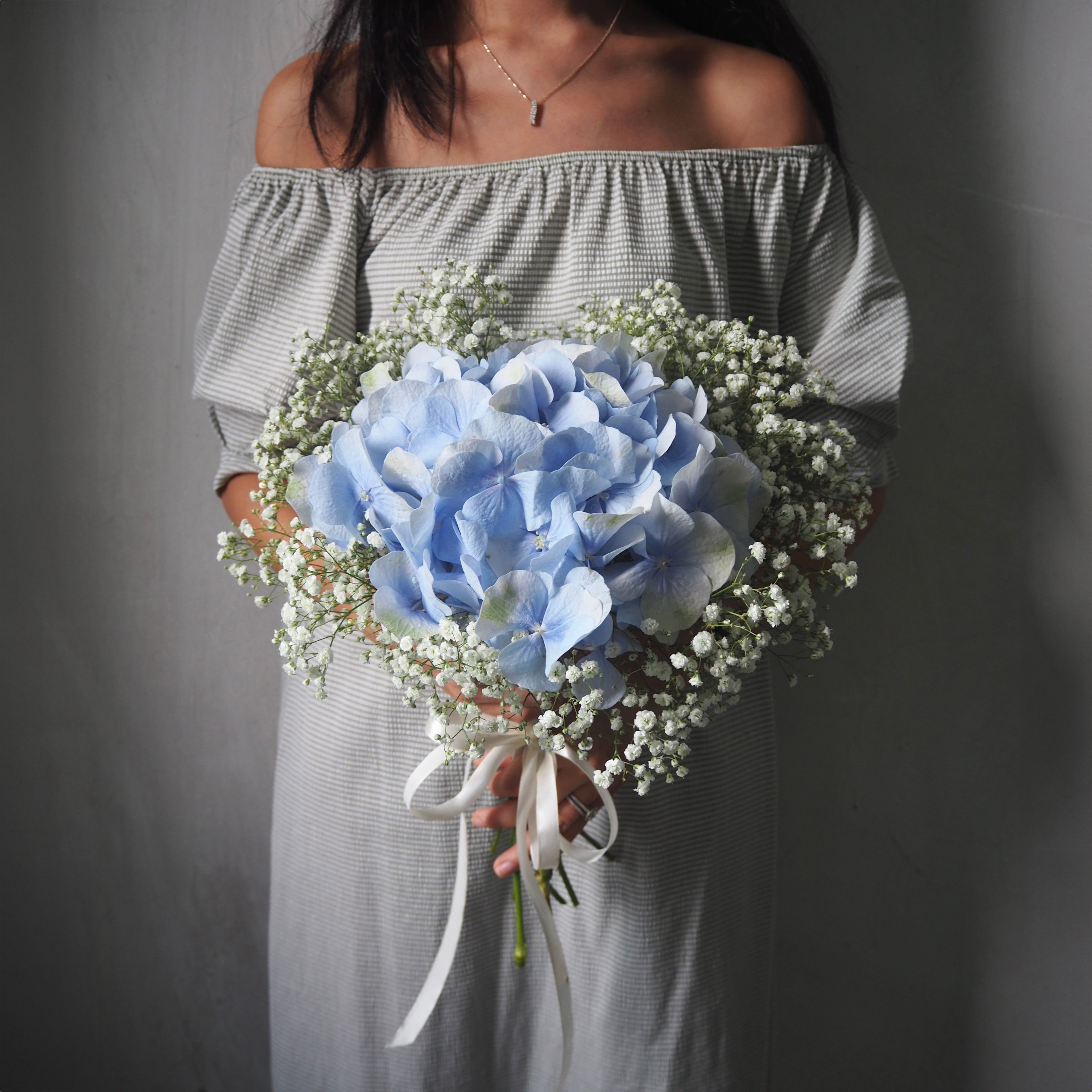 bridal bouquet with hydrangea and baby&