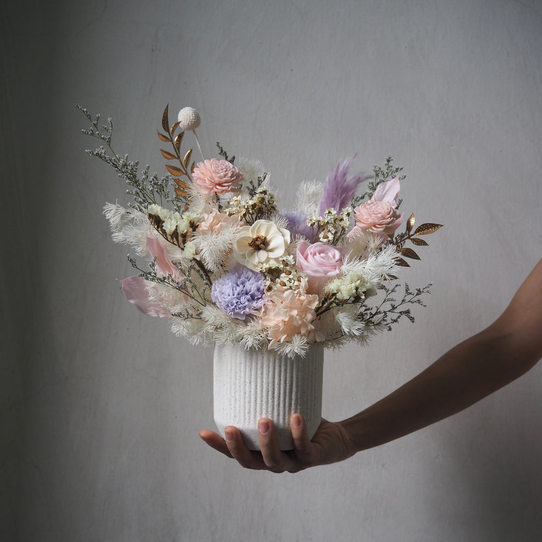 Dreamy Preserved Flowers Vase