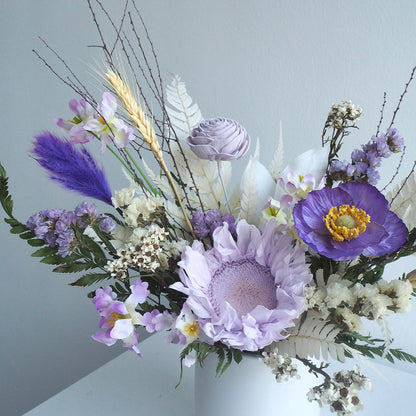 Close up of preserved sunflower flower arrangement for same day delivery in Singapore 