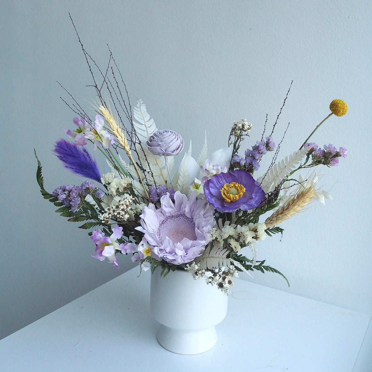 Preserved sunflower in lilac for house warming flower 