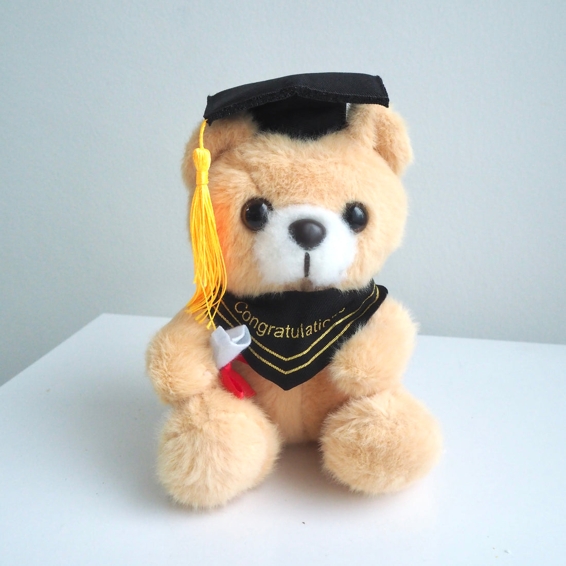 graduation teddy bear in cream with hat