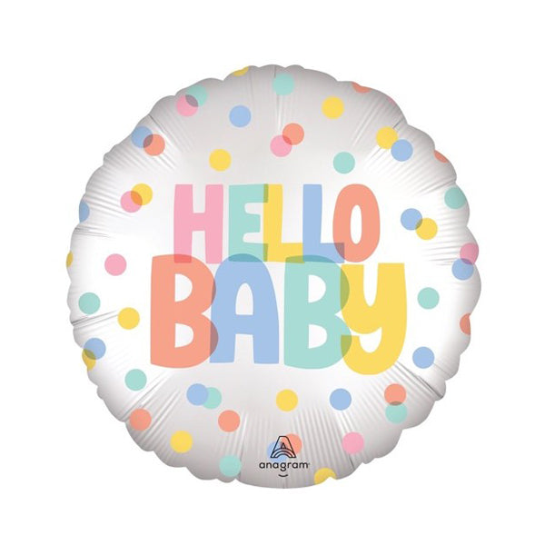 A round white foil balloon with the words &